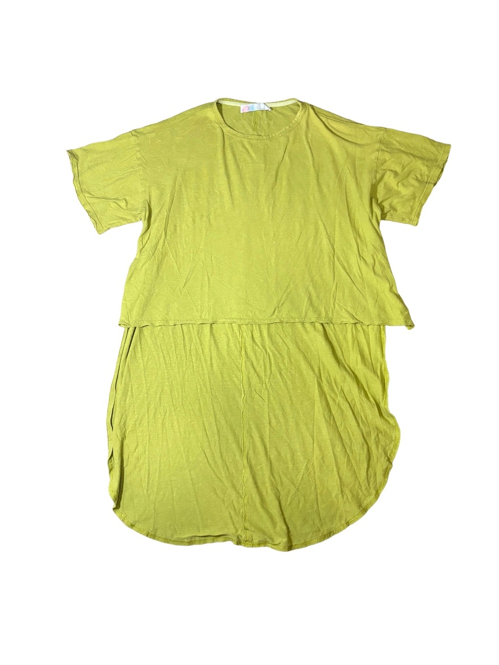 Women's Lime Green Layered T-Shirt Dress